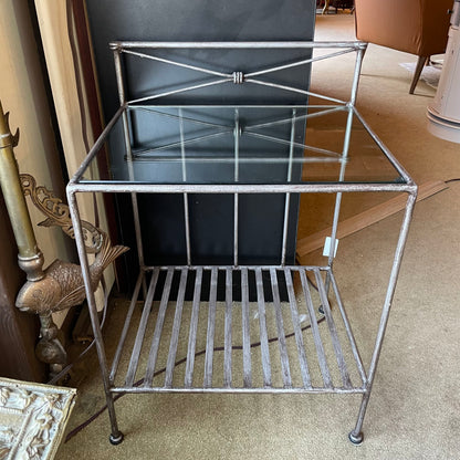 Wire Frame Metal Side Table w Glass Top