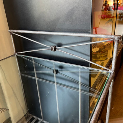 Wire Frame Metal Side Table w Glass Top