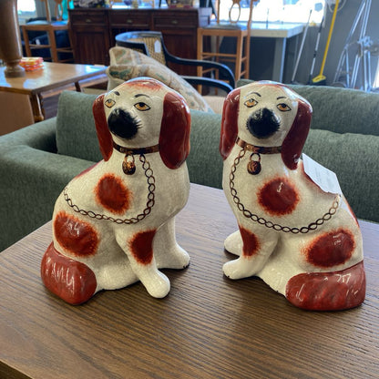STAFFORDSHIRE WARE SPANIELS PAIR UNIQUE FINDS