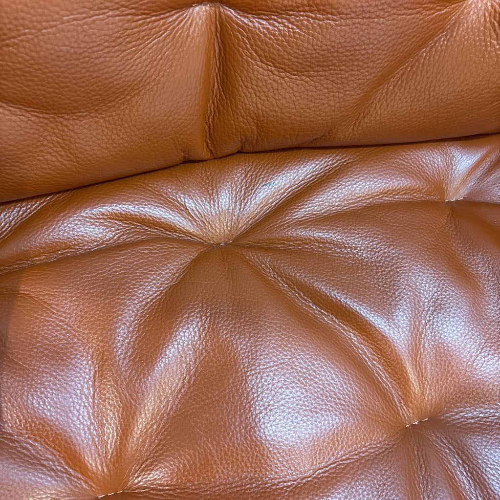 MCM Bentwood Orange Leather Recliner w/ Ottoman U ACCENT CHAIRS
