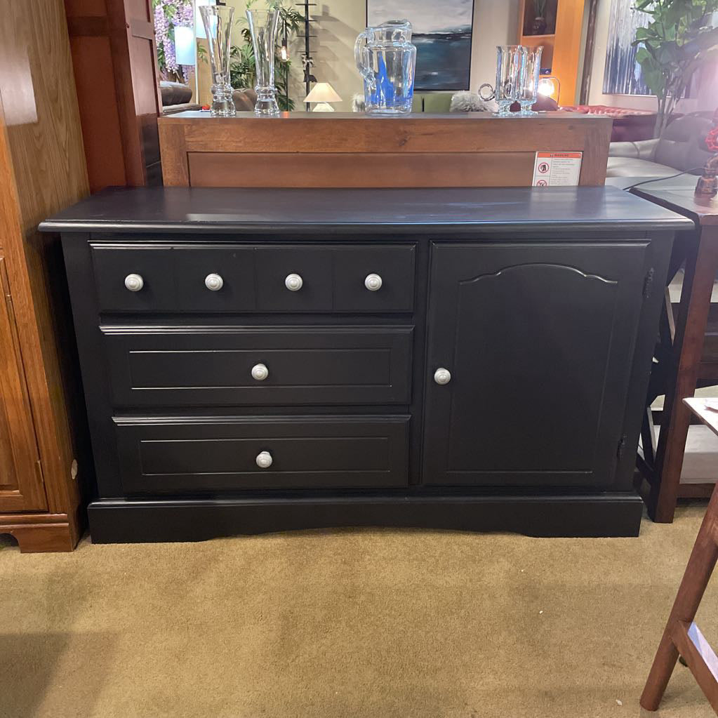 AS IS Black Painted 1 Door 3 Drawer Buffet C SIDEBOARDS