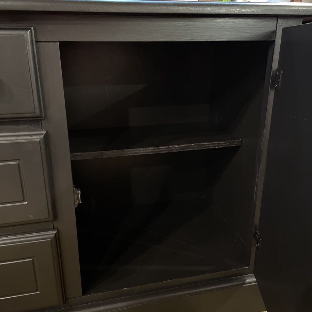 AS IS Black Painted 1 Door 3 Drawer Buffet C SIDEBOARDS