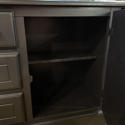AS IS Black Painted 1 Door 3 Drawer Buffet C SIDEBOARDS
