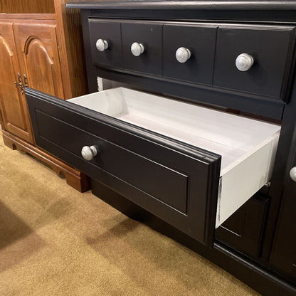 AS IS Black Painted 1 Door 3 Drawer Buffet C SIDEBOARDS