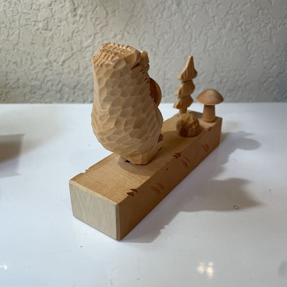 Carved Wood Bear Action Toy SMALLS
