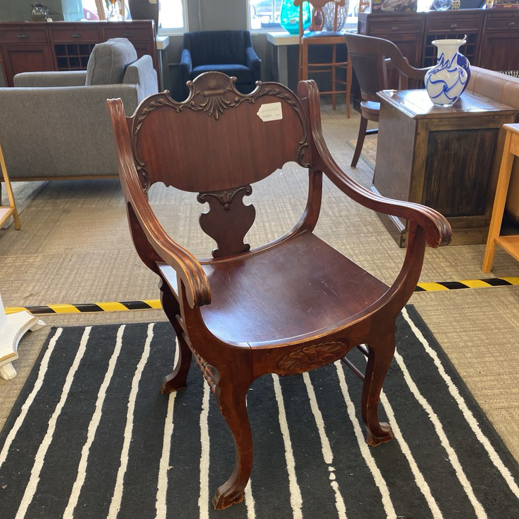 Antique Fiddle Back Throne Chair U ACCENT CHAIRS