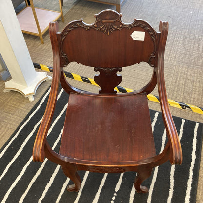 Antique Fiddle Back Throne Chair U ACCENT CHAIRS