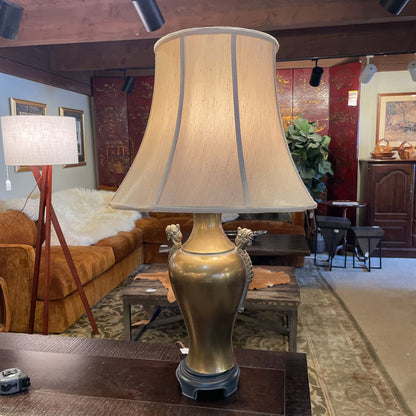 Vint. Heavy Brass Dragon Theme Lamp