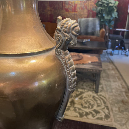 Vint. Heavy Brass Dragon Theme Lamp