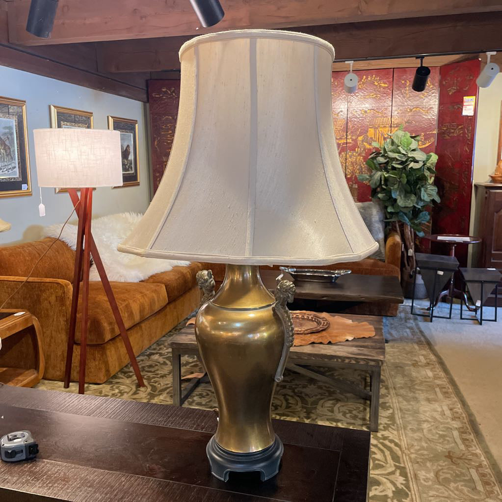 Vint. Heavy Brass Dragon Theme Lamp