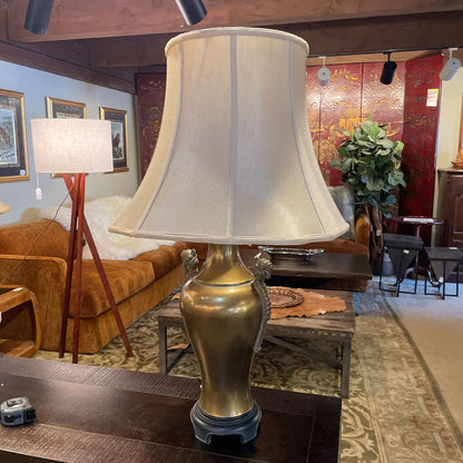 Vint. Heavy Brass Dragon Theme Lamp