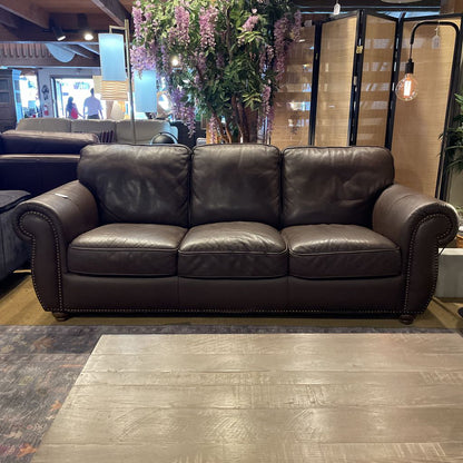 Italian Leather Brown Roll Arm Sofa U SOFAS
