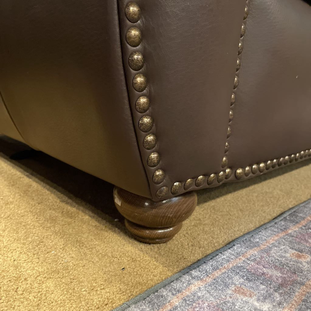 Italian Leather Brown Roll Arm Sofa U SOFAS