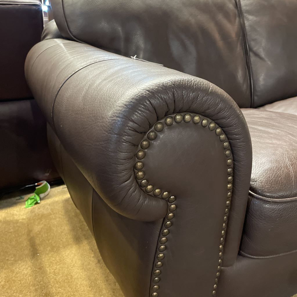 Italian Leather Brown Roll Arm Sofa U SOFAS