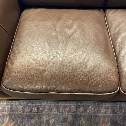 Italian Leather Brown Roll Arm Sofa U SOFAS