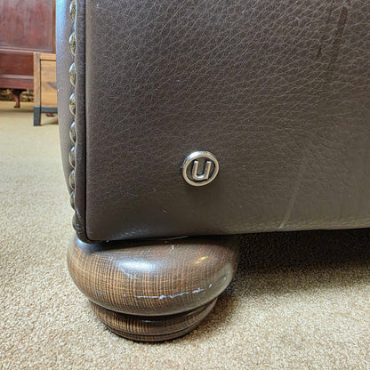 Natuzzi Italia Leather Brown Roll Arm Reclining Chair