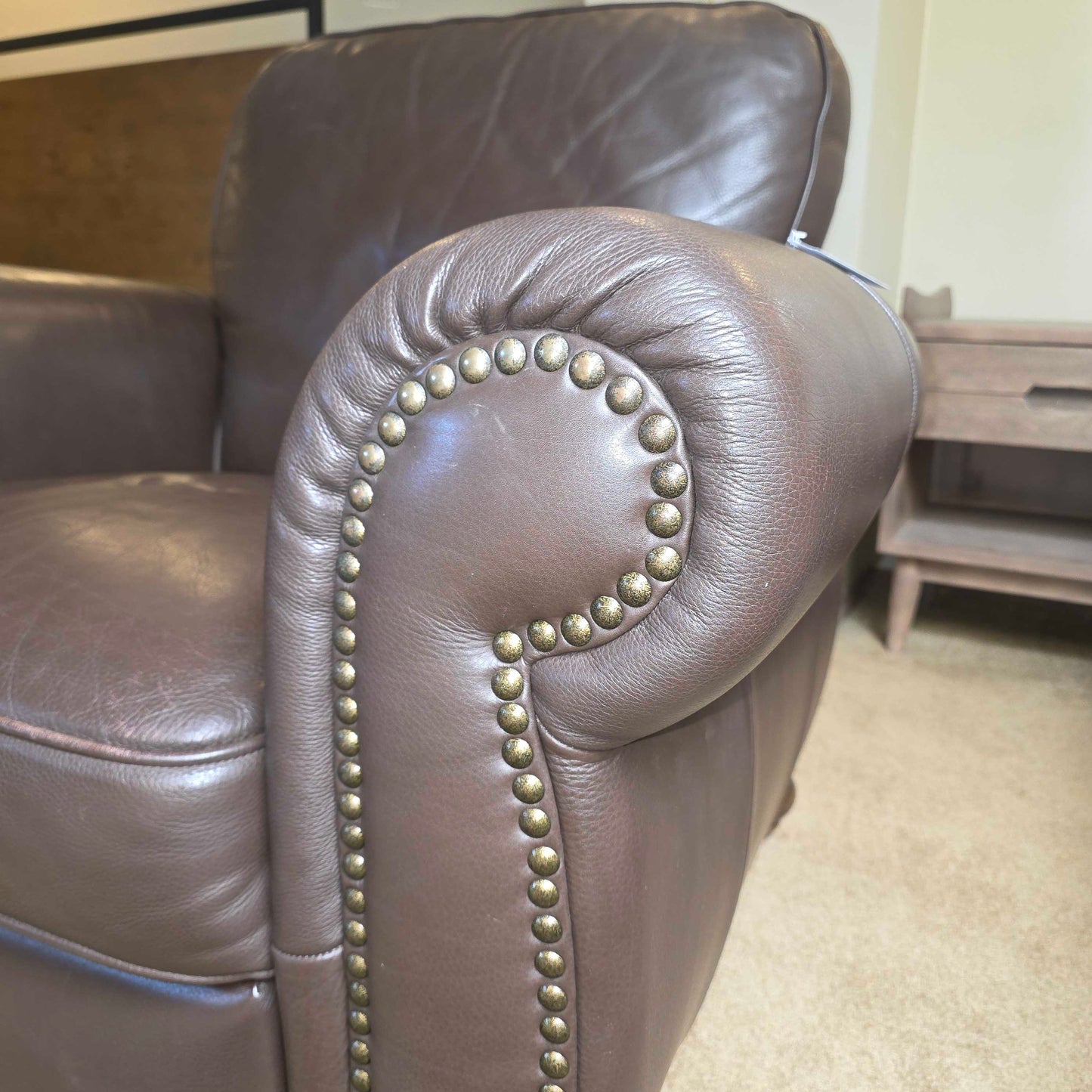 Natuzzi Italia Leather Brown Roll Arm Reclining Chair