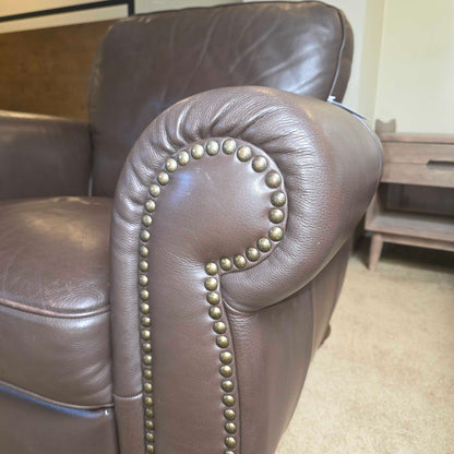 Natuzzi Italia Leather Brown Roll Arm Reclining Chair
