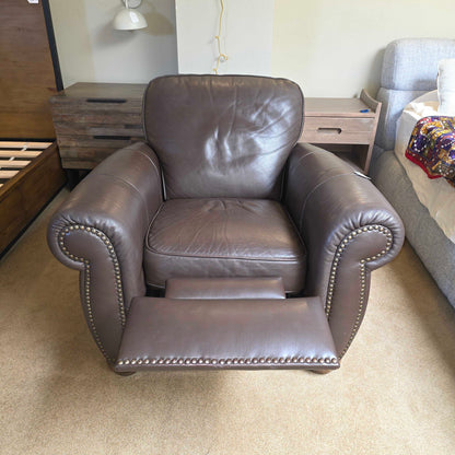 Natuzzi Italia Leather Brown Roll Arm Reclining Chair