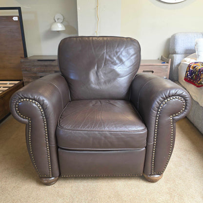 Natuzzi Italia Leather Brown Roll Arm Reclining Chair
