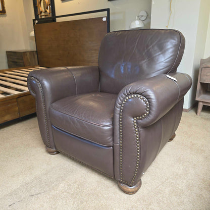 Natuzzi Italia Leather Brown Roll Arm Reclining Chair