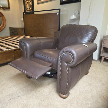 Natuzzi Italia Leather Brown Roll Arm Reclining Chair