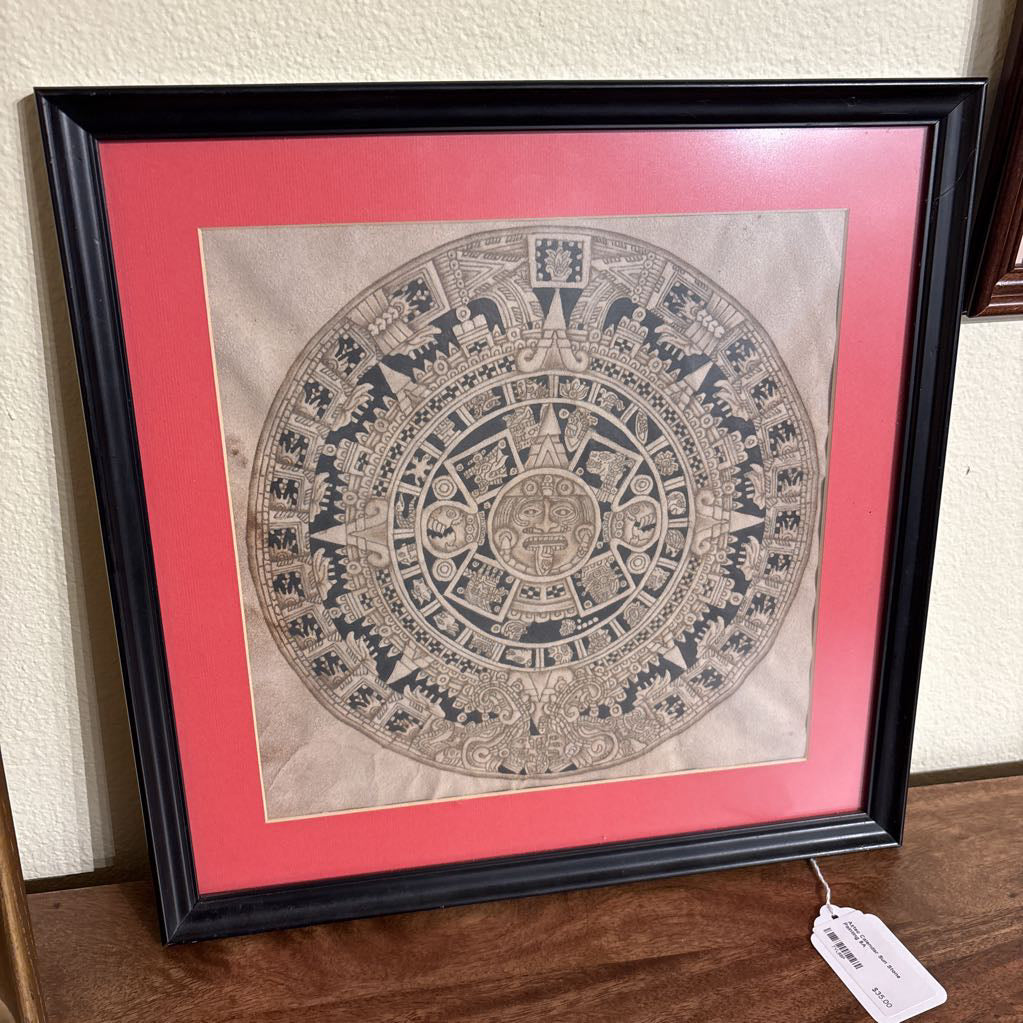 Aztec Calendar Sun Stone Painting ART