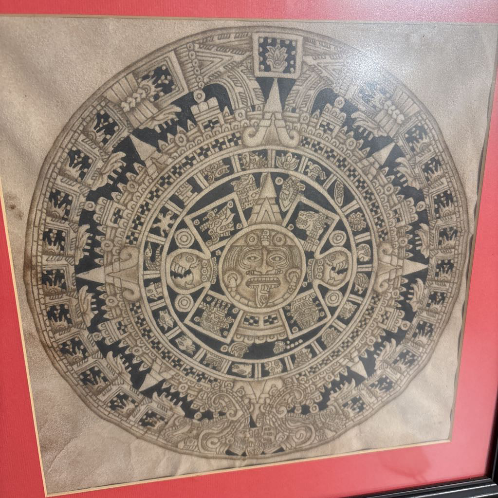 Aztec Calendar Sun Stone Painting ART