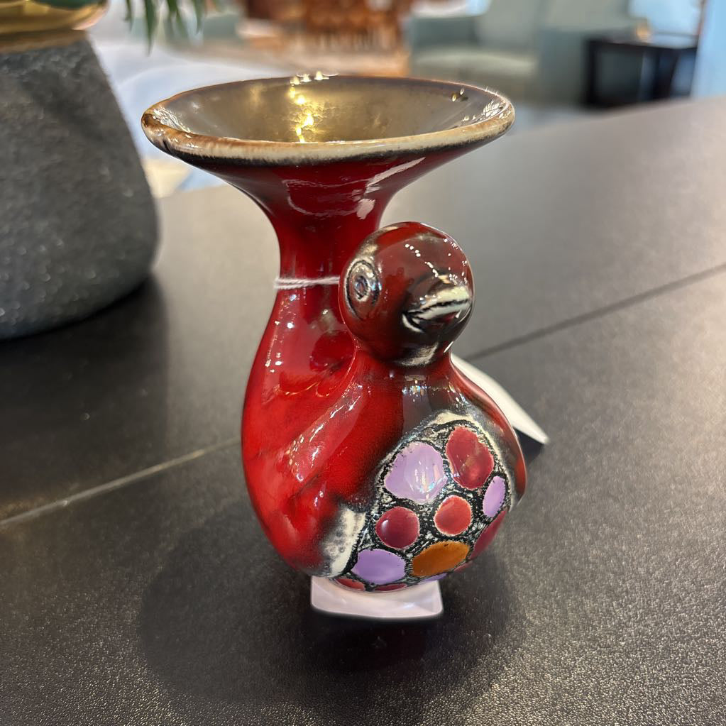 Red Ceramic Bird Vase SMALLS