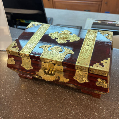 Brass Fittings Brown Lacquered Trinket Box SMALLS