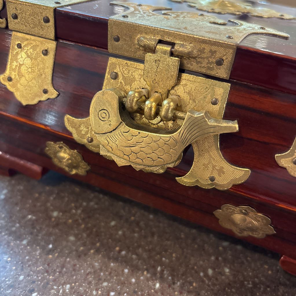 Brass Fittings Brown Lacquered Trinket Box SMALLS