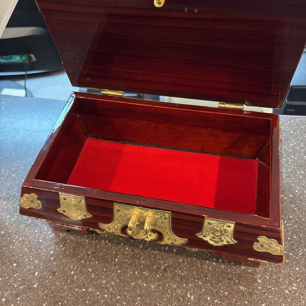 Brass Fittings Brown Lacquered Trinket Box SMALLS