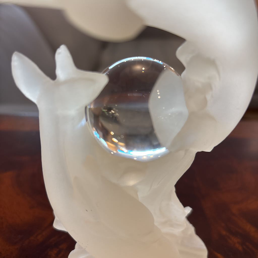 Frosted Crystal Dolphins w/Glass Sphere SMALLS