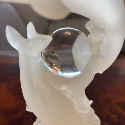 Frosted Crystal Dolphins w/Glass Sphere SMALLS