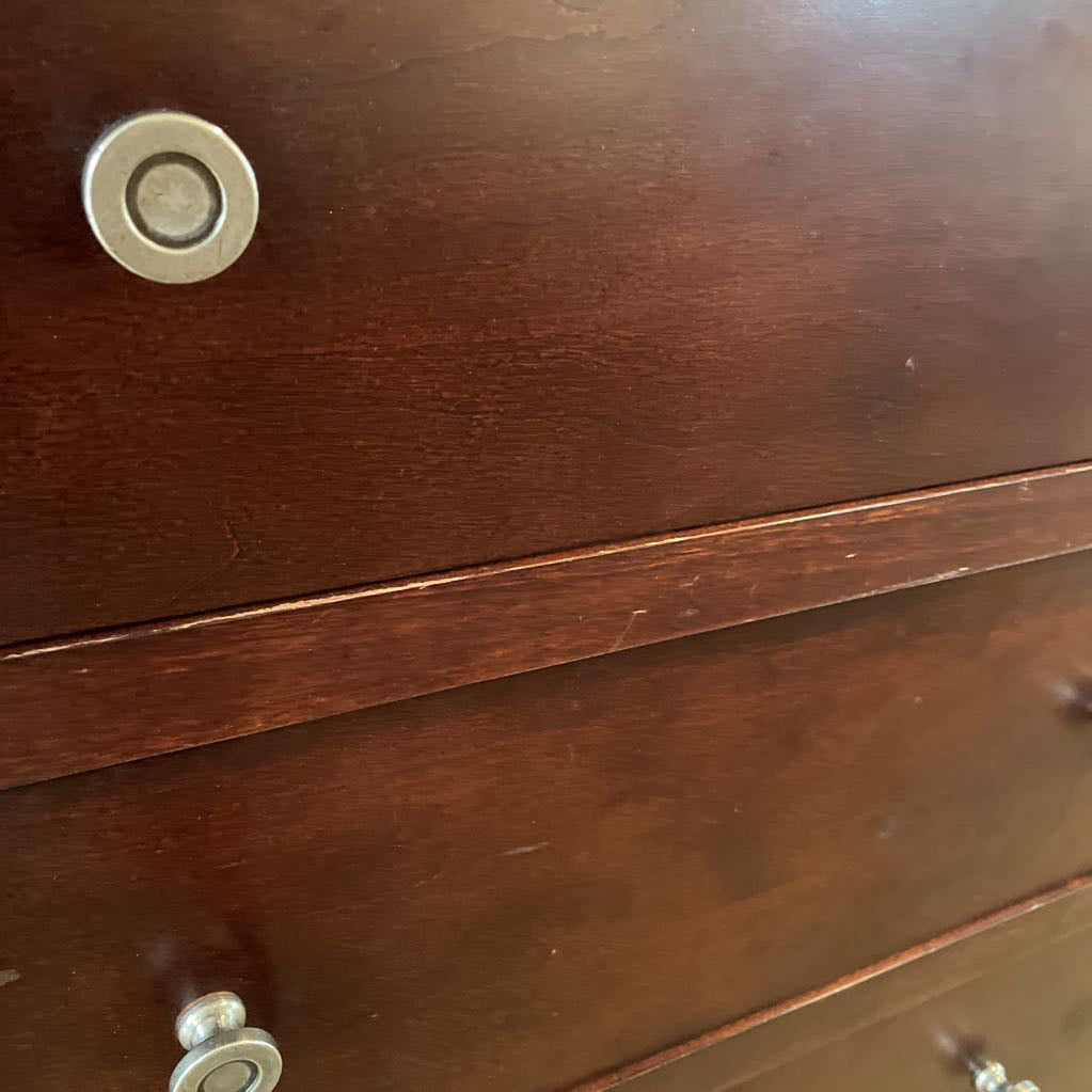 Dark Wood 6 Drawer Highboy w/Circle Knobs