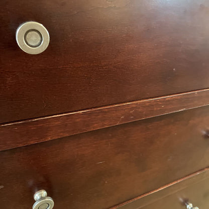 Dark Wood 6 Drawer Highboy w/Circle Knobs