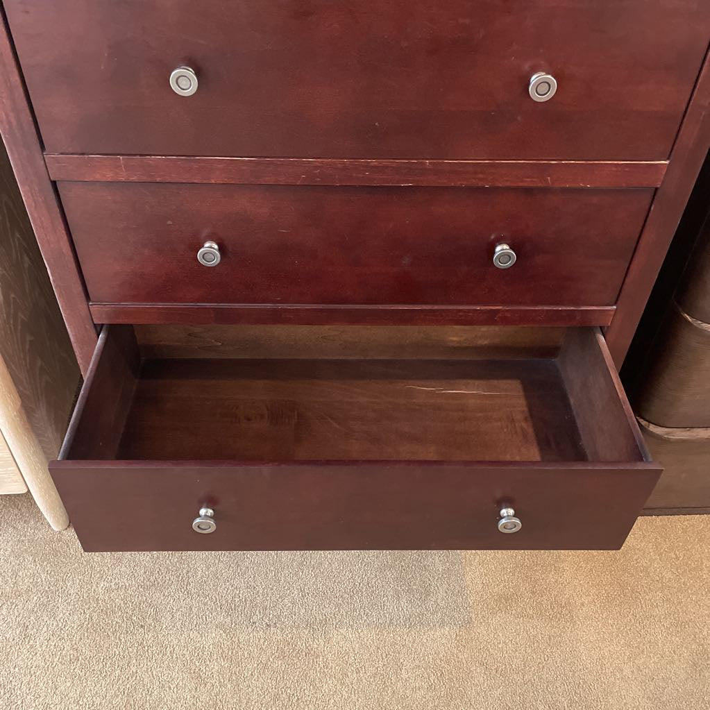 Dark Wood 6 Drawer Highboy w/Circle Knobs