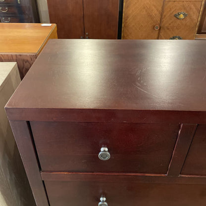 Dark Wood 6 Drawer Highboy w/Circle Knobs