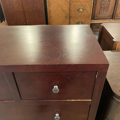 Dark Wood 6 Drawer Highboy w/Circle Knobs