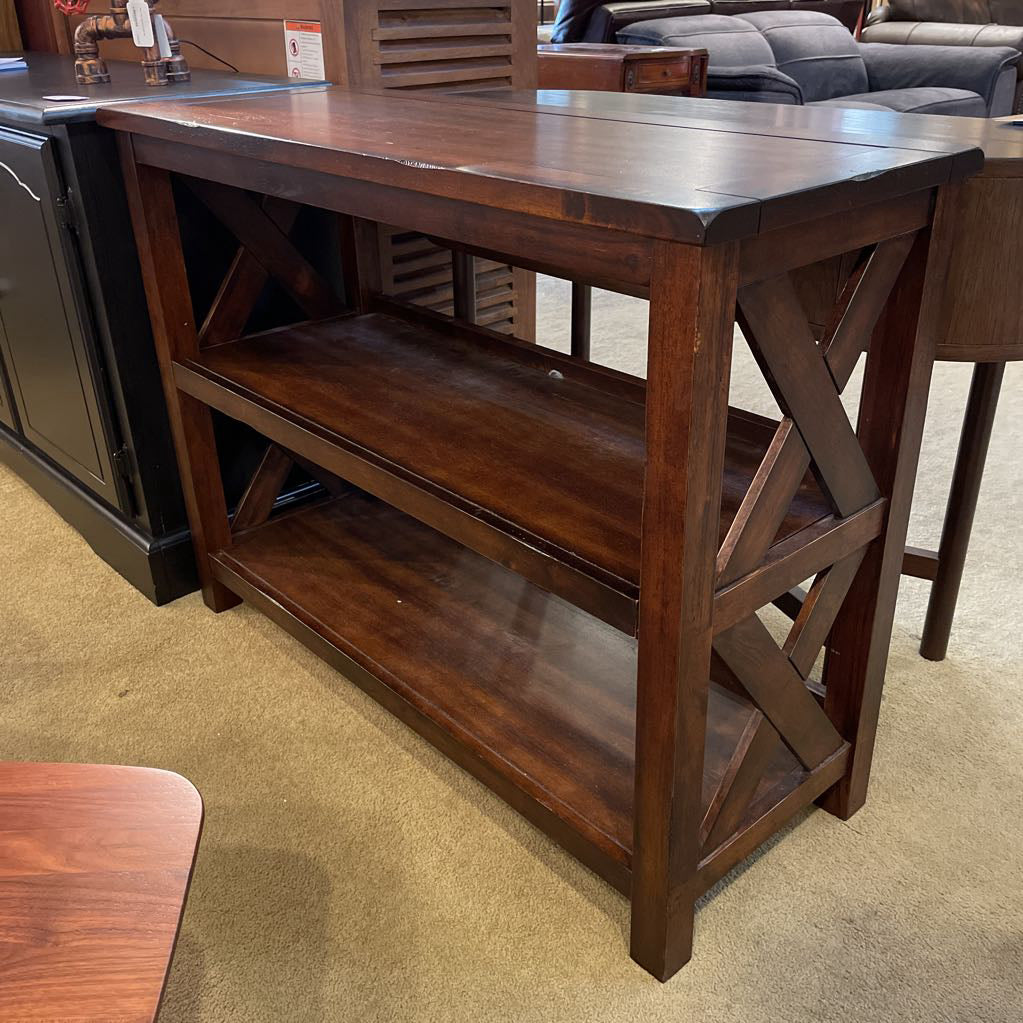 Dark Wood Low Open Bookshelf C BOOKSHELVES