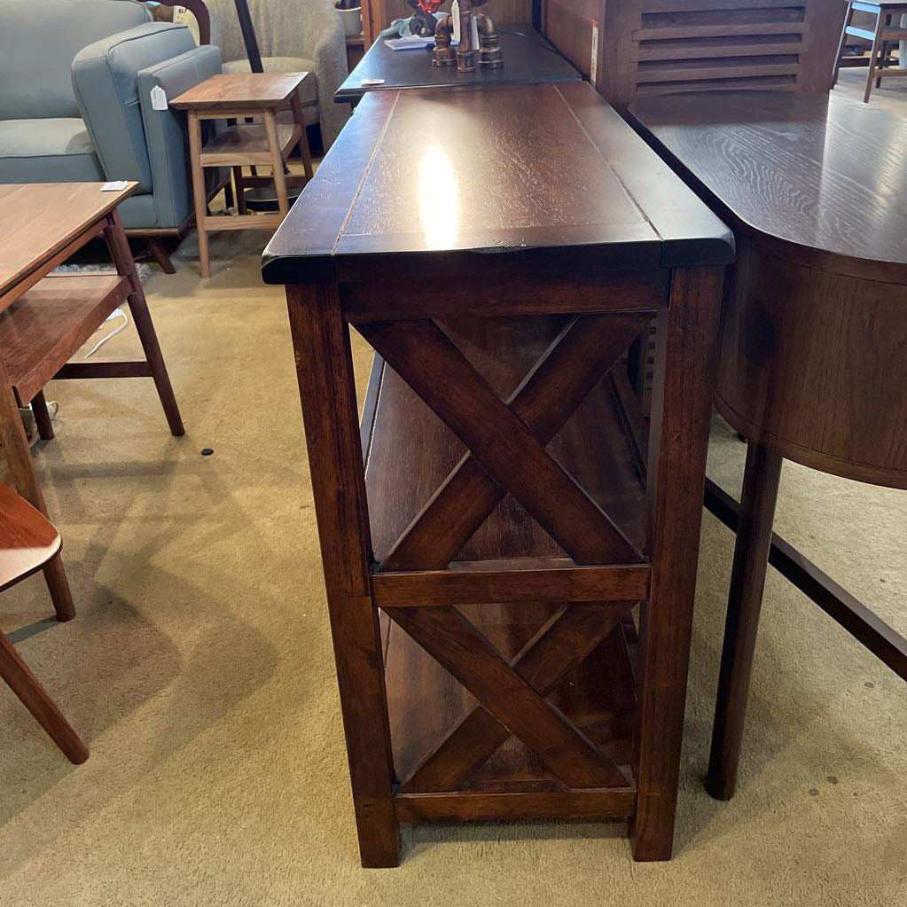 Dark Wood Low Open Bookshelf C BOOKSHELVES