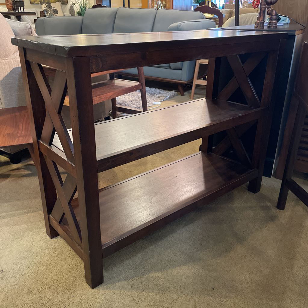 Dark Wood Low Open Bookshelf C BOOKSHELVES