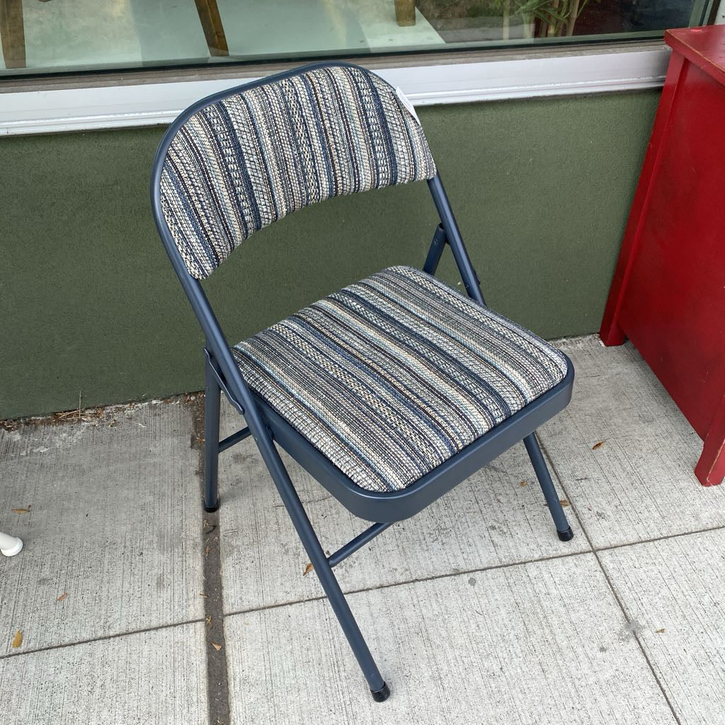 Blue Vintage Folding Chair w/Funky Fabric Seat U ACCENT CHAIRS
