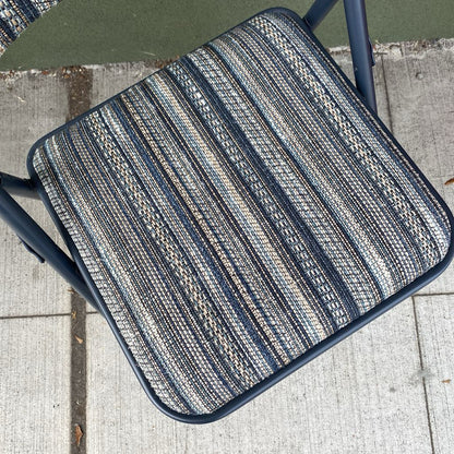 Blue Vintage Folding Chair w/Funky Fabric Seat U ACCENT CHAIRS