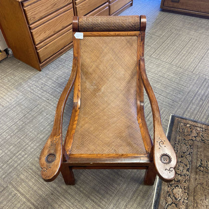 Antique Woven Rattan Plantation Chair (AS IS) U ACCENT CHAIRS