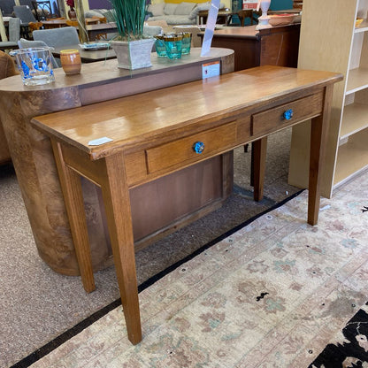 Classic Two Drawer Console w/ Clear Blue Handles C CONSOLE TABLES