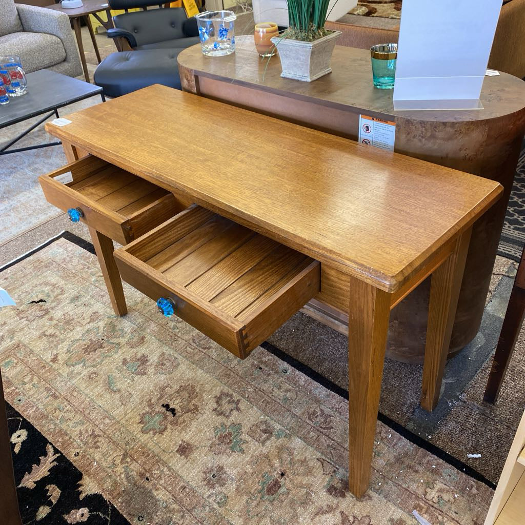 Classic Two Drawer Console w/ Clear Blue Handles C CONSOLE TABLES