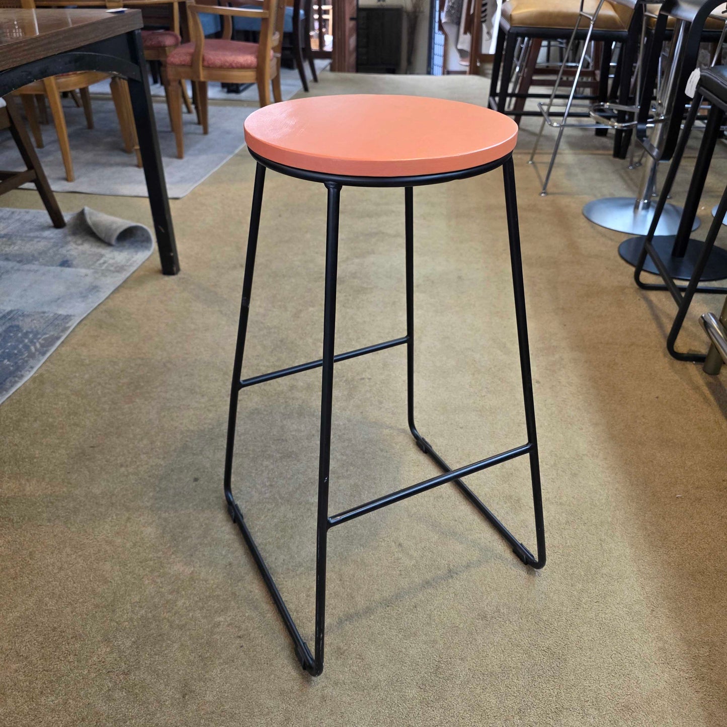 Terra Cotta Seat Black Base Stool C STOOLS
