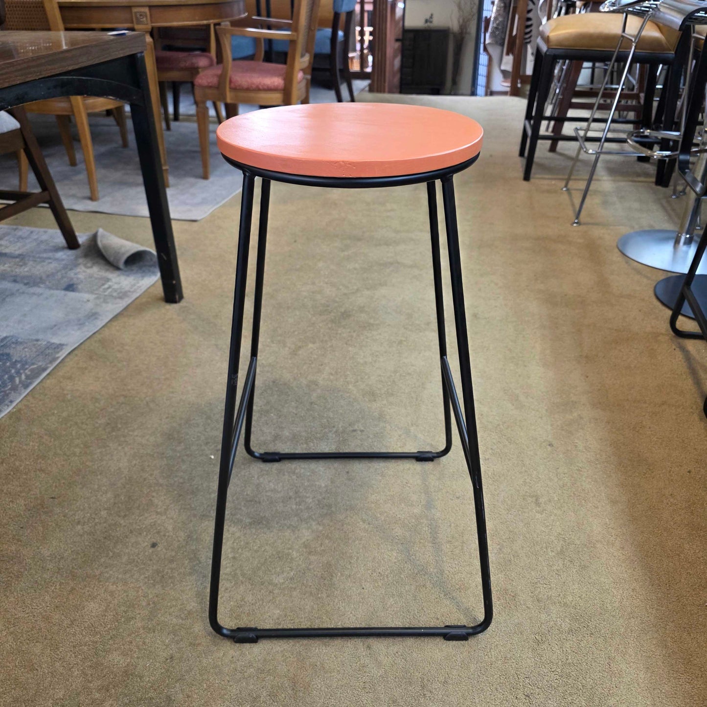 Terra Cotta Seat Black Base Stool C STOOLS