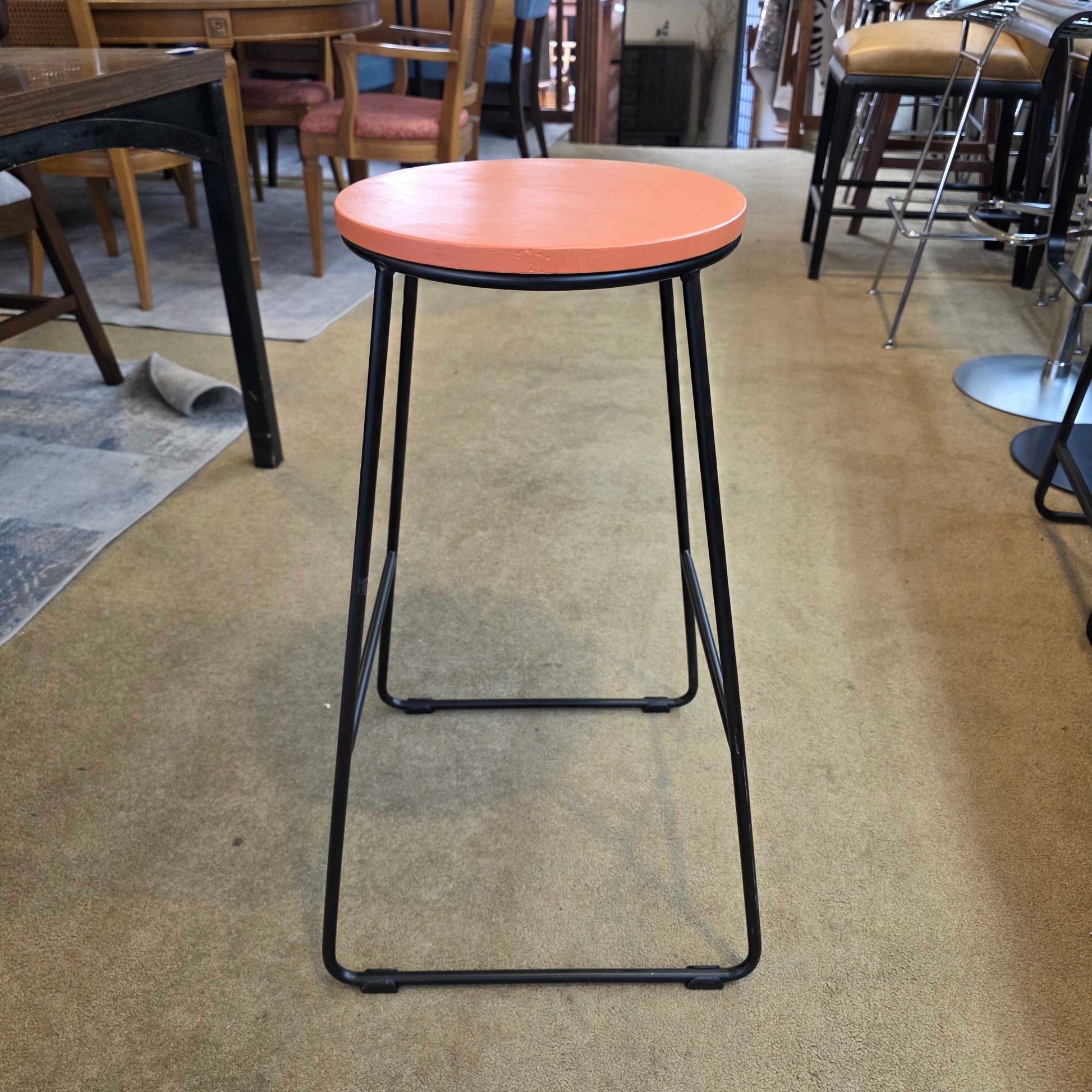 Terra Cotta Seat Black Base Stool C STOOLS